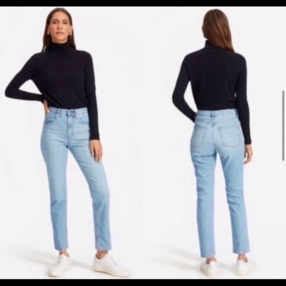 Everlane Denim - EVERLANE ANKLE HIGH WAIST STRAIGHT JEANS BLUE DENIM STRETCH